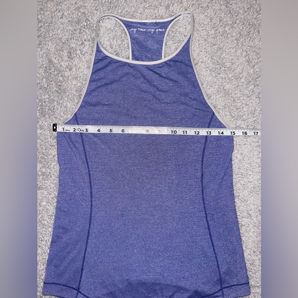 Lululemon Time to Sweat Tank Top Size 6 High Neck Run Heathered Moroccan Blue - Picture 2 of 6